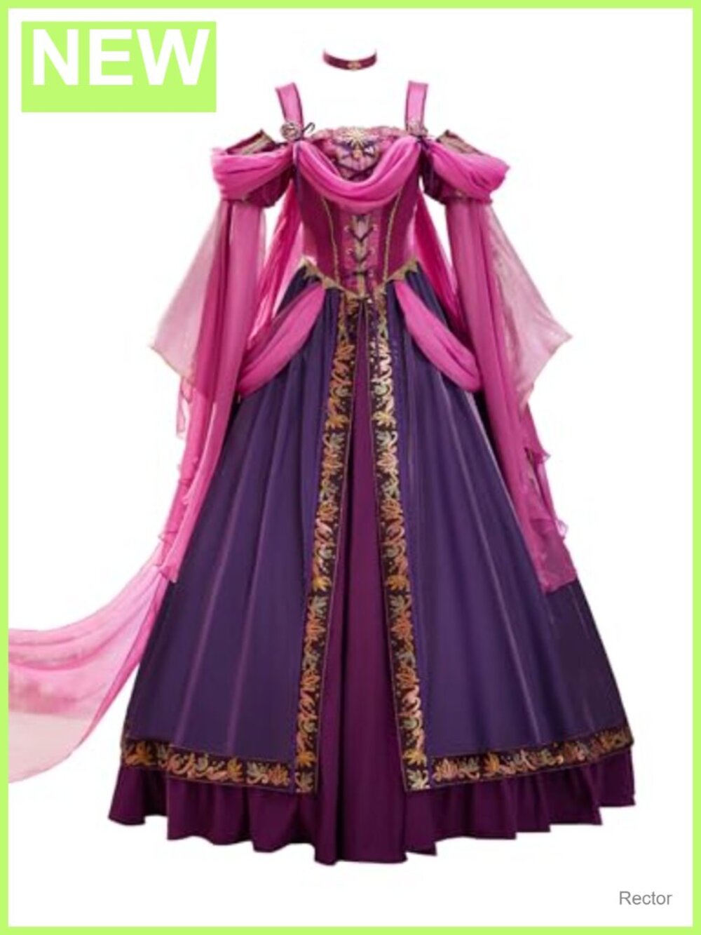 Princess Cosplay Medieval Dress Satin Spandex Chiffon Costume Set
